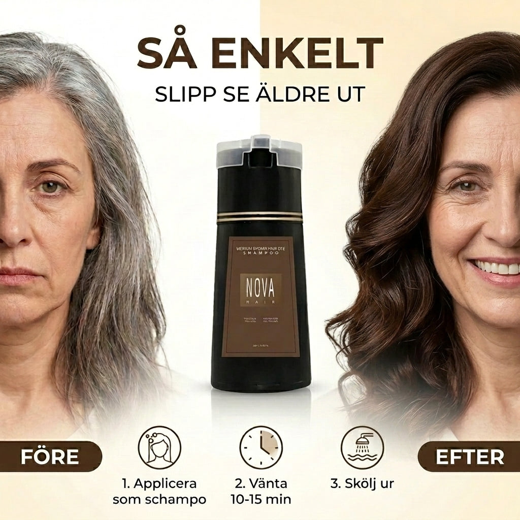 Nova Hair™ - schampo som täcker grått hår på endast 10 minuter