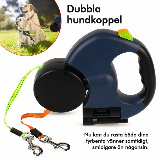 Flexi dubbelt hundkoppel - trasselfritt